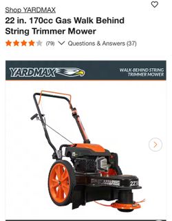 YARDMAX 22 in. 170cc Gas Walk Behind String Trimmer Mower