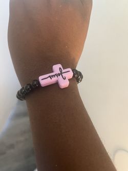 Purple Cross Beaded Stretch Bracelet | Christian Faith Jewelry | Handmade