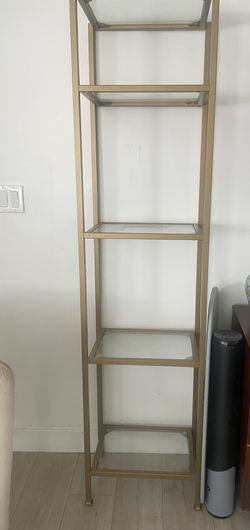 2 Tall Gold Glass Shelves