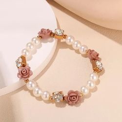 Pearl And Flower Elegant Bracelet 