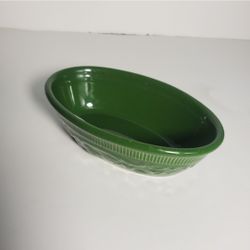 Vintage Genuine Glass Ovenware Small Green Oval Bowl TST Serving USA Dish