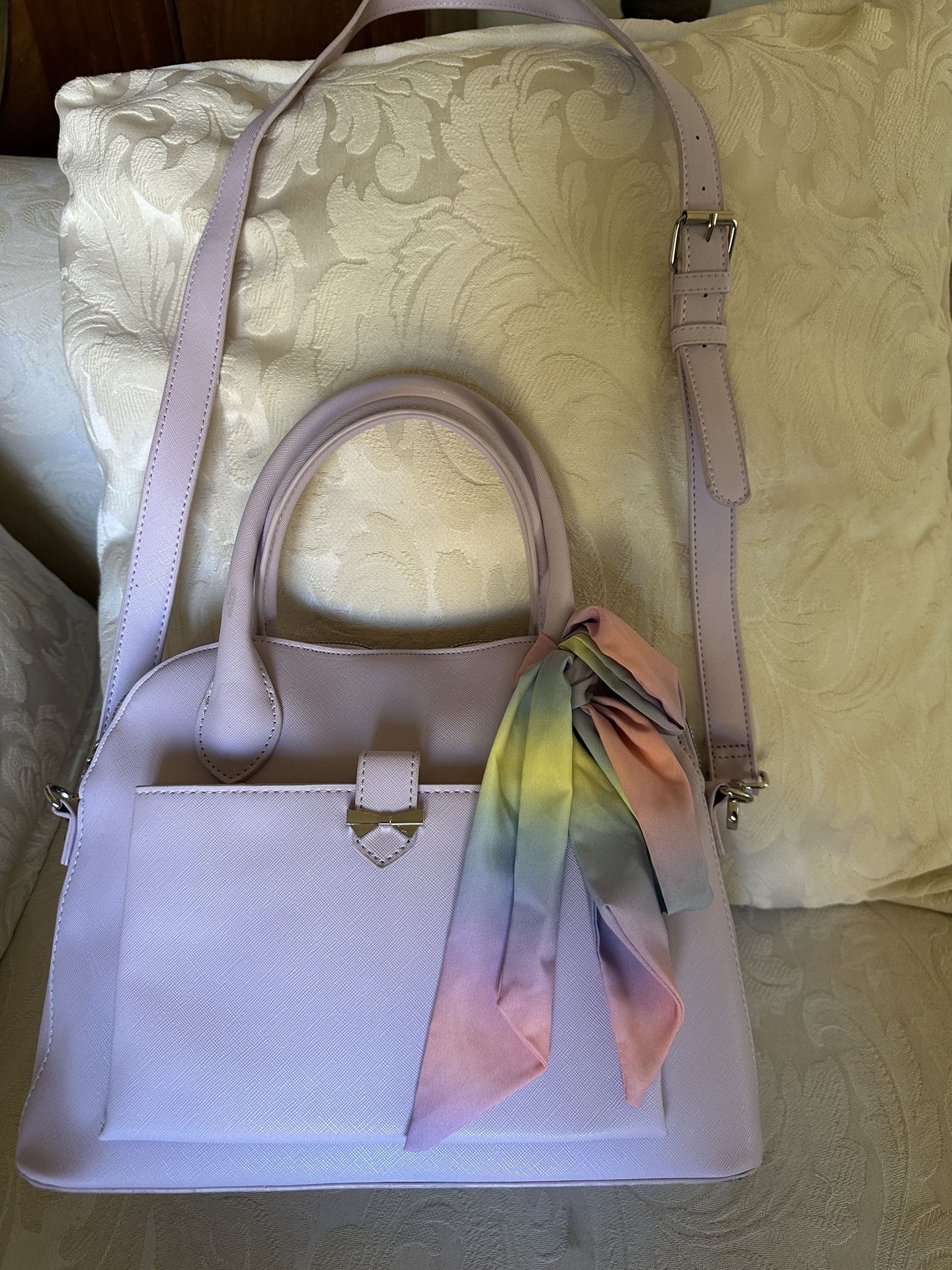 Betsy Johnson Satchel/crossbody . Large 12” L. Removable Strap And Scarf . Clean Interior With Logo Design