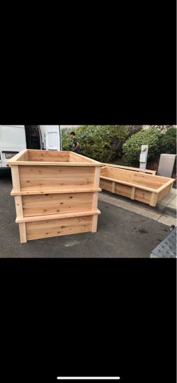 Custom Order Most Beautiful Cedar Redwood Planter Box Garden Bed nosey neighbors Privacy Woodwall Trellis