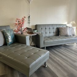Gray Convertible Sectional  Sofa