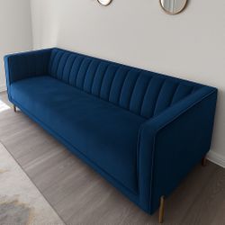 Modern Navy Blue Sofa – Elegant, Comfortable & Like New!