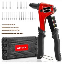 WETOLS Pop Rivet Gun Kit with 200 Blind Rivets,Upgraded Pop Rivet Tool Kit