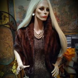 Genuine Mink Fur Shawl Cape