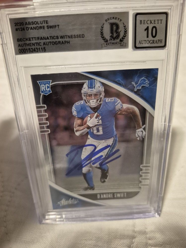 D ANDRE SWIFT AUTOGRAPHED ROOKIE CARD BECKETT 10 MINT