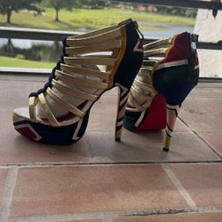 Christian Louboutin Multi Color Heel, Red Bottom, Size 39 