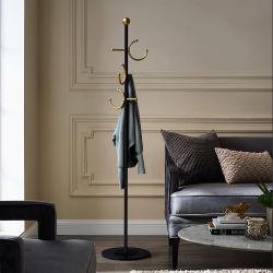 Modern Coat rack with marble base,Coat rack freestanding heavy duty with gold hooks,Entryway coat rack stand Coat Tree freestanding coat hanger stand 