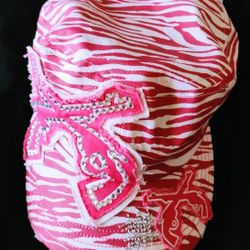 Pink Zebra Rhinestone Cap #7