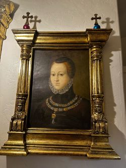 Young Queen Elizabeth I, acrylic Painting in Gilt tabernacle Frame