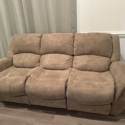 Tan Reclining Couch/ Sofa 