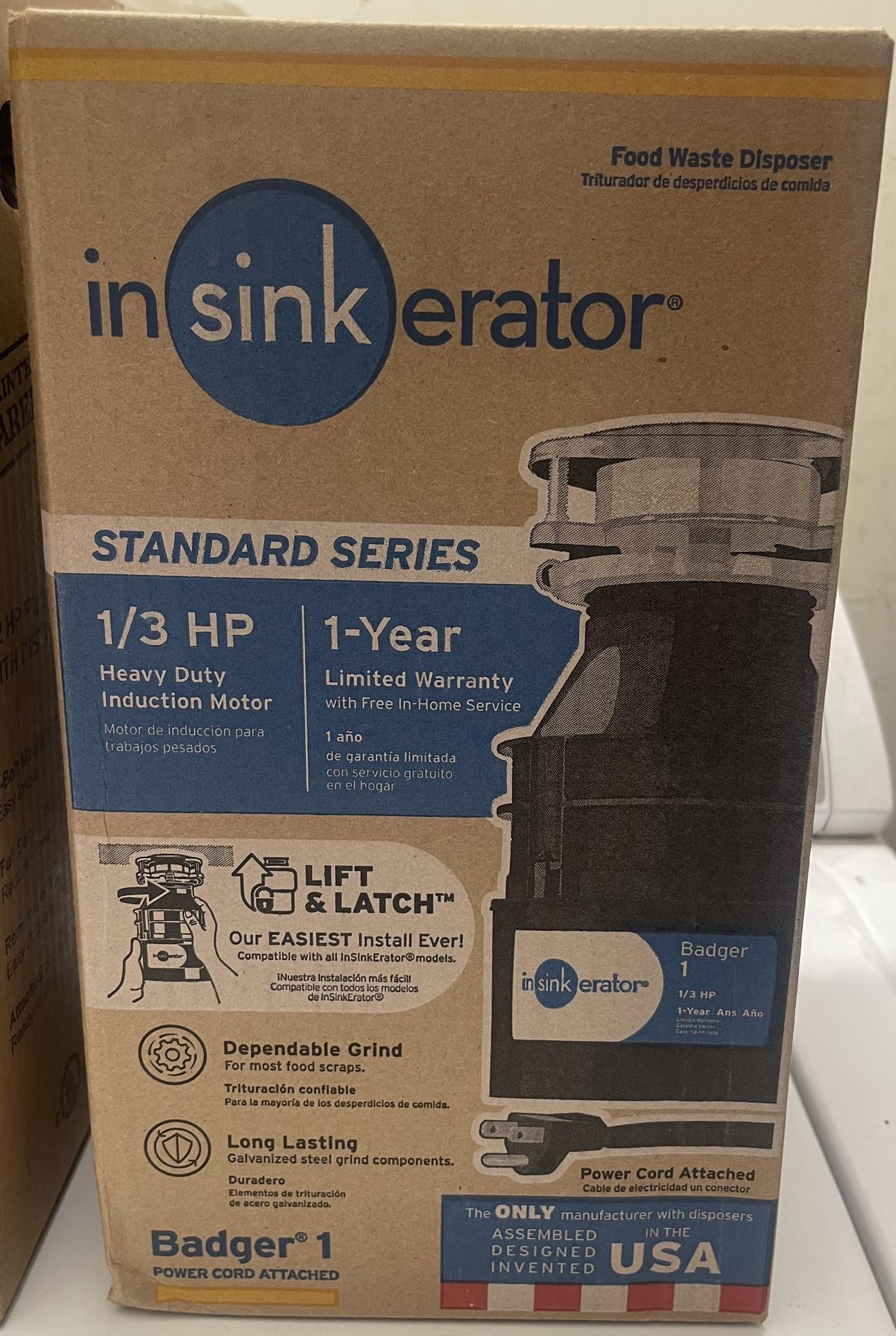 InSinkErator Garbage Disposal with Power Cord, Badger 1, Standard Series, 1/3  HP Continuous Feed, Black for Sale in Carmichael, CA OfferUp