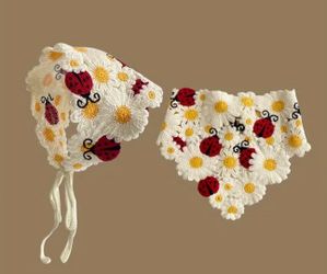 Ladybug knitted/ crocheted bandana