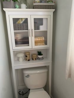 White Over-the-Toilet Storage Cabinet