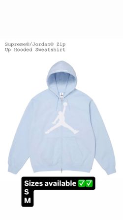 Supreme SS26’ week 16 Supreme®/Jordan® Zip Up Hooded Sweatshirt Light Blue Sizes S, & M
