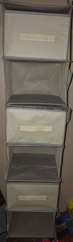 6 tier hanging closet organizer with 3 drawers and 2 side pockets
