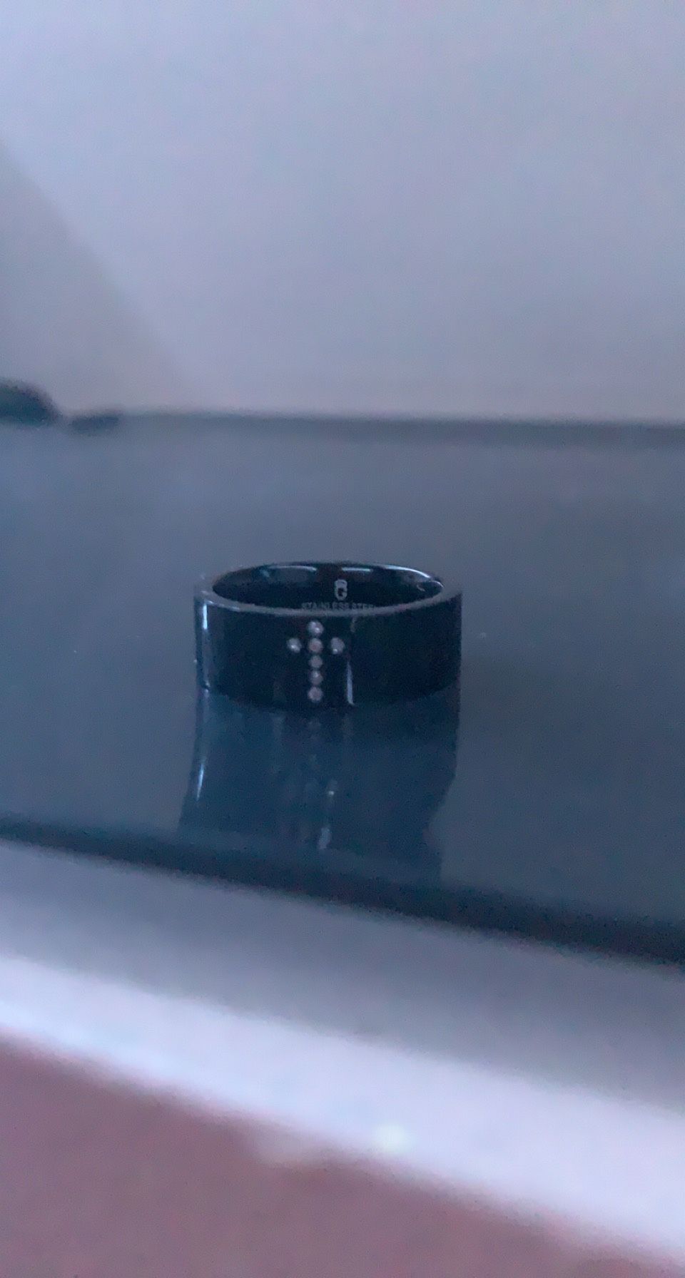 Men's Diamond Cross Band 1/20 ct. t.w.) in Black lon-Plated Stainless Steel