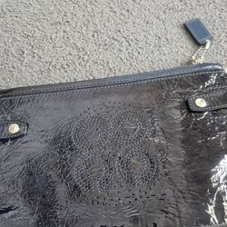 Coach  patent leather perforated cc clutch