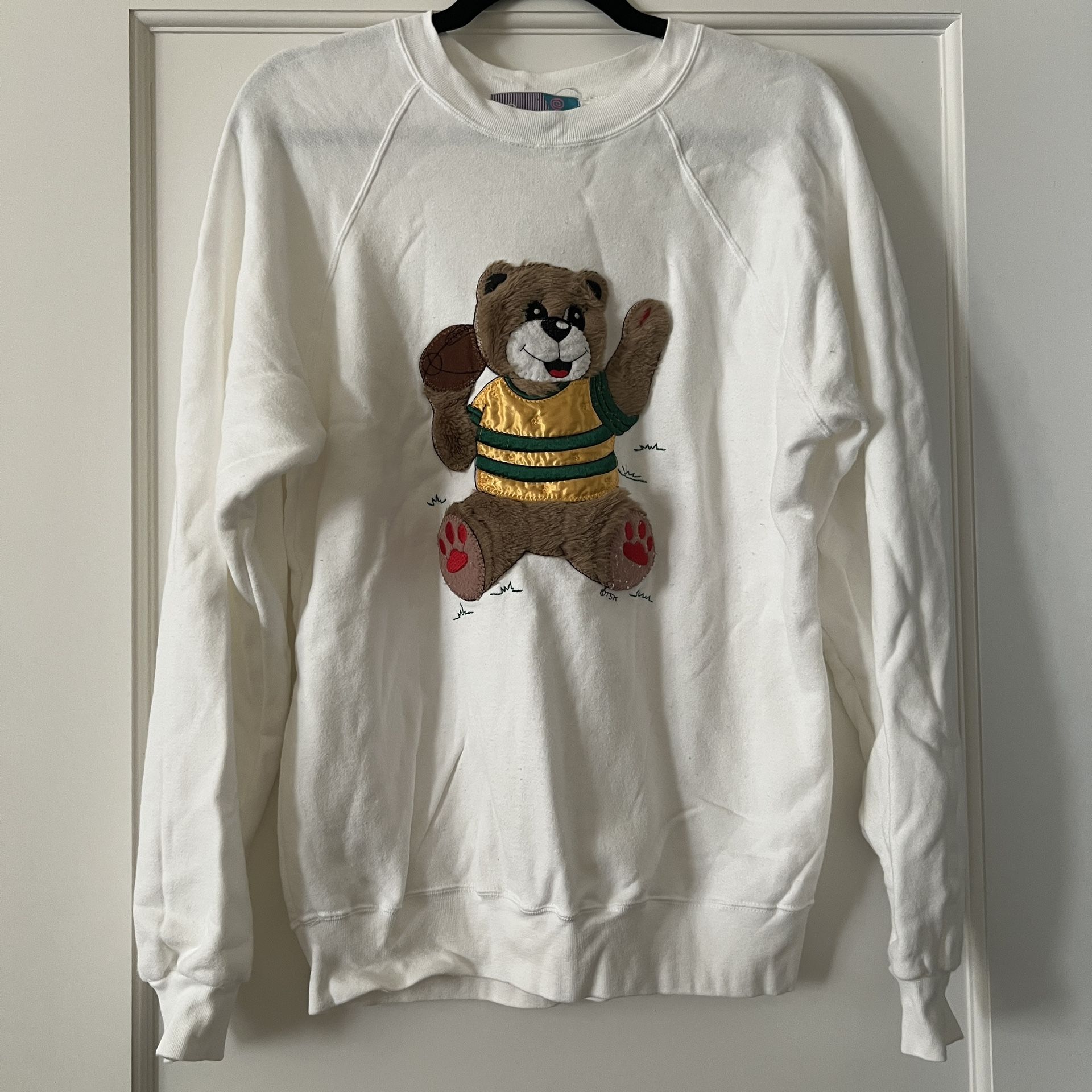 Vintage 80s Pinwheels Teddy Bear Sweatshirt
