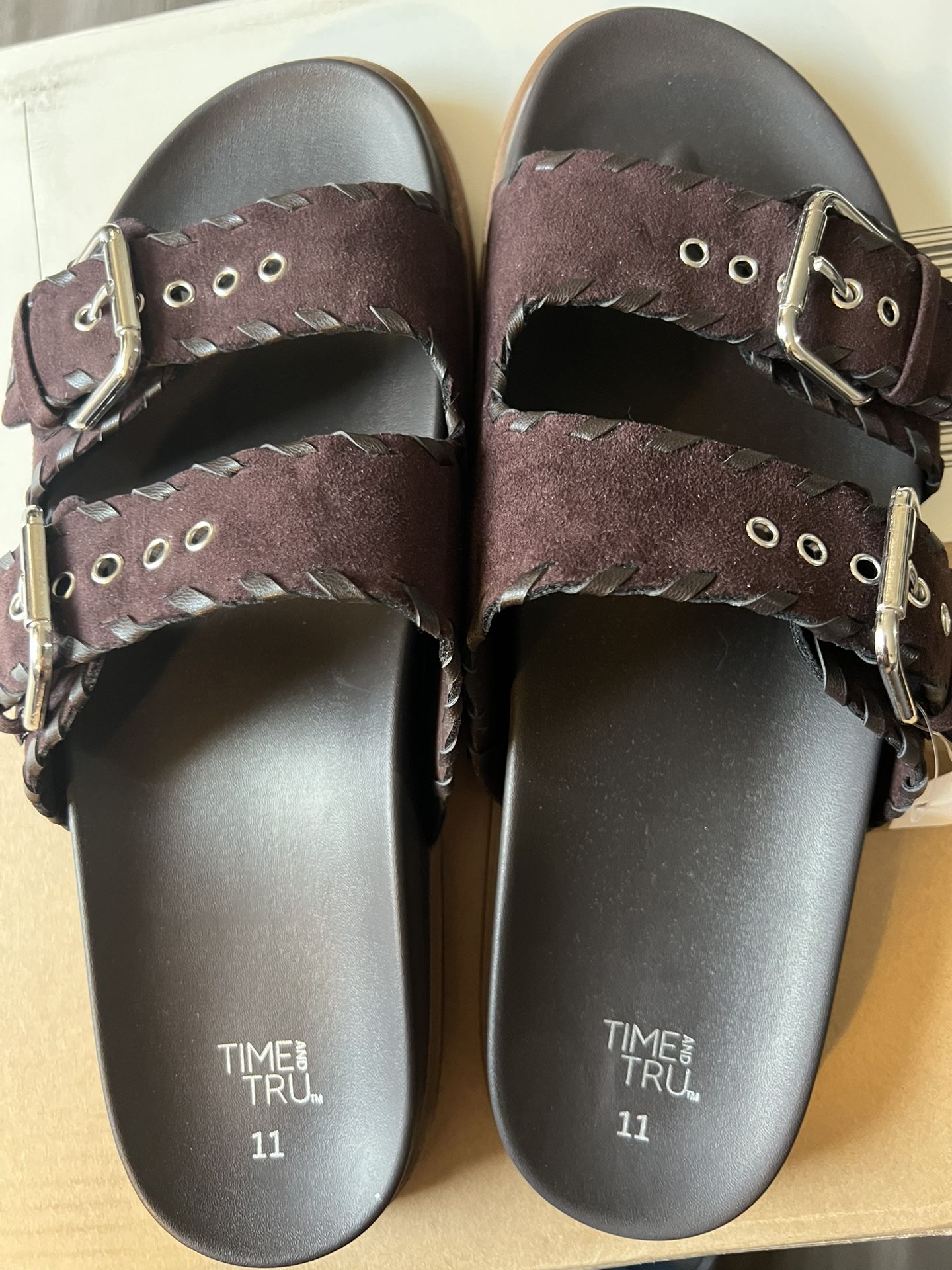 Size 11 Whipstitch Footbed Sandals from Time and Tru