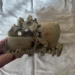 Antique Carved Soapstone Floral 