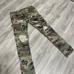 Camo Denim Cargo Jeans New