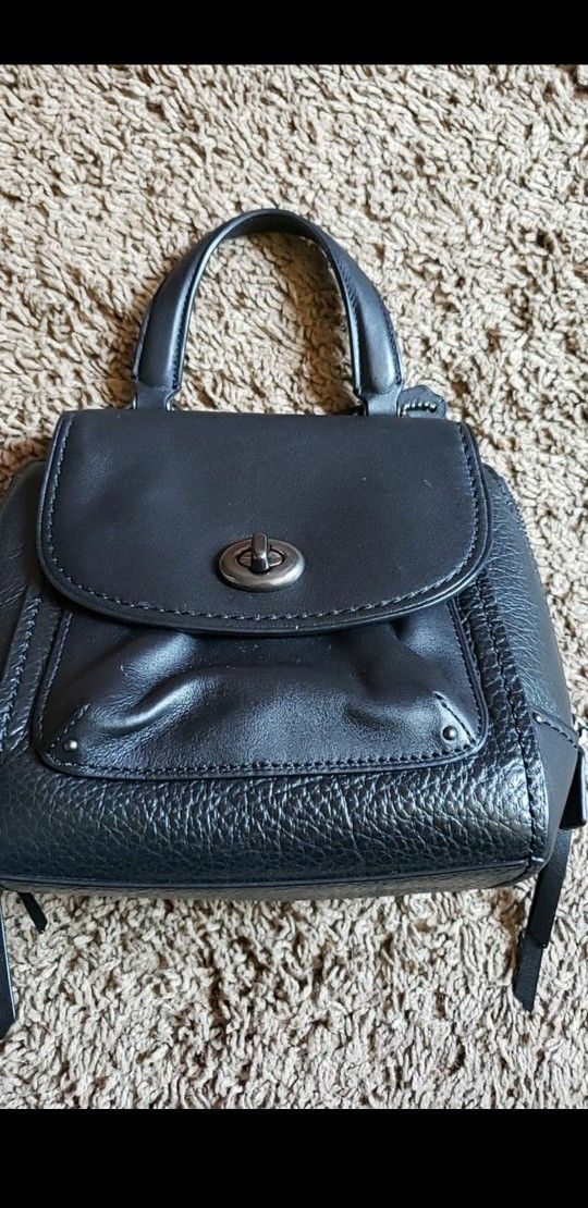 COACH BLACK LEATHER PURSE/BACKPACK/CROSSBODY  BRAND NEW NO TAGS 