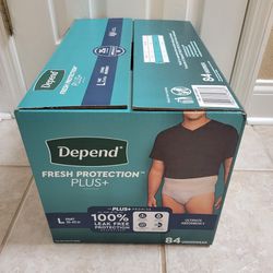 New Sealed Depends Mens Briefs Size Large 84 Count