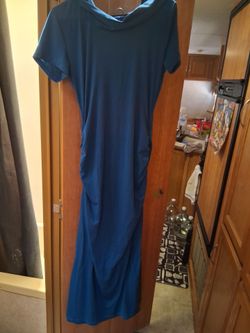 Teal Blue Hooded Maxi Dress