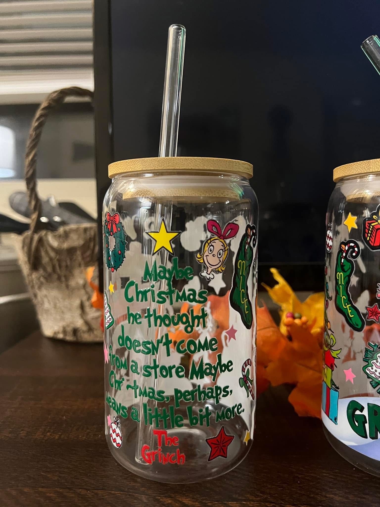 Limited Edition Grinch-Themed Glass Can Tumblers