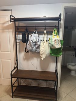 Hall tree - entryway Hook With Bench And Shoe Storage