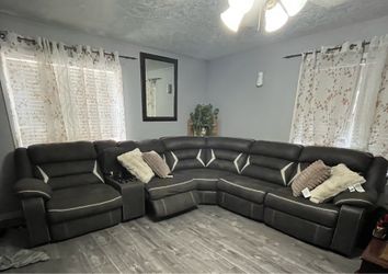 Brown and gray sectional