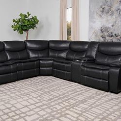 SECTIONAL RECLINERS GRAY LEATHER ON SALE 🔥‼️