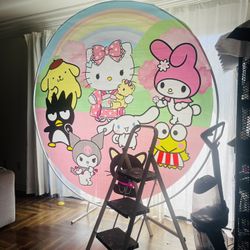 Hello Round Clothe Backdrop Material Only 