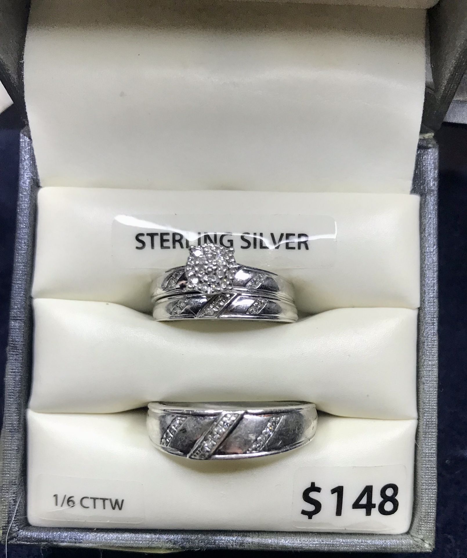 Vintage Sterling Silver Wedding Rings Set