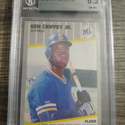 1989 Fleer Ken Griffey Jr. Rookie Baseball Card, #548, Graded by Beckett Grading Services (BGS) Near Mint-Mint+ 8.5.