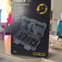 NEW KLEIN TOOLS 66070 FLIP IMPACT SOCKET SET SAE IMPACTRATED 10 SIZES IN 5...