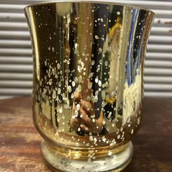 Pair of Gold Mercury Glass Candle Holders