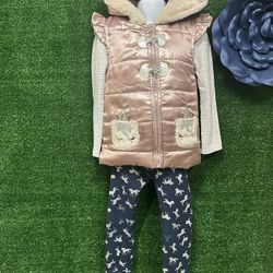 Little Lass Unicorn Hooded Vest Leggings Outfit Size 6 