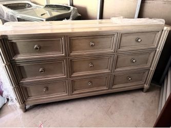 A.R.T. Furniture Solid Wood Metallic Silver Dresser & Nightstand Set