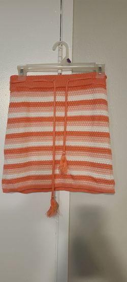 Striped Knit Mini Skirt with Tassel Tie