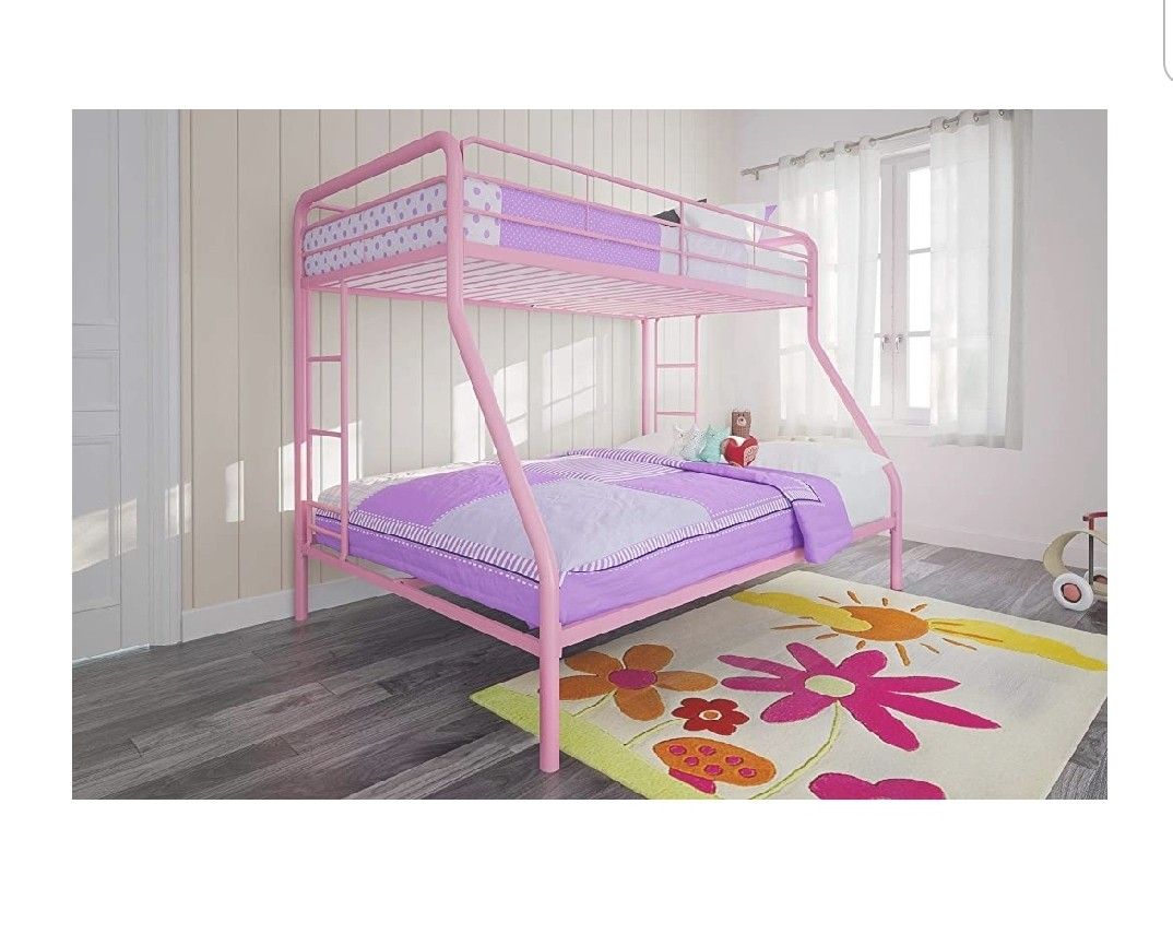 New in box! DHP twin over full bunk bed-pink