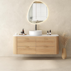 48 Inch Fluted Floating  Bathroom Vanity with Ceramic  Sink,   Combo,