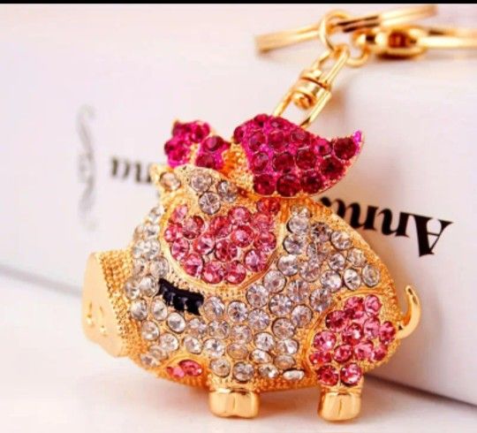 Pink Cartoon Pig Bag Charm/Keychain 