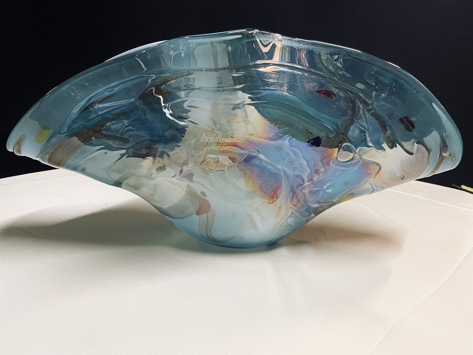 Mdina Glass Blue Stripe Bowl – Handblown Maltese Art Glass