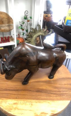 Wooden solid teak Bull