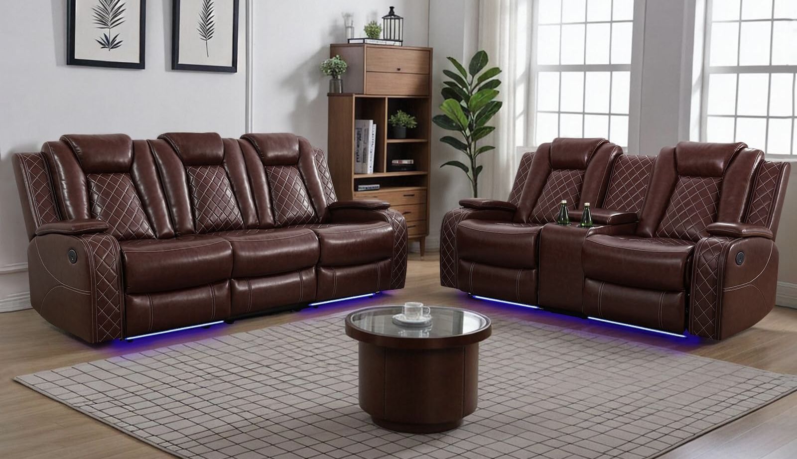 💥FREE DELIVERY💥Brand New POWER, LED, USB  2PC Reclining Sofa Loveseat Set 