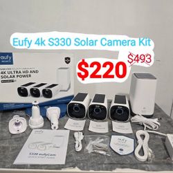 eufy Security eufyCam S330 (eufyCam 3) 3-Cam Kit, Security Camera Outdoor Wireless, 4K Camera with Integrated Solar Panel, Face Recognition Al